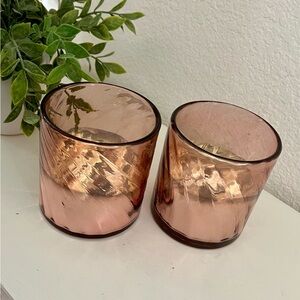 Elegant Pink Glass Candle Holders
